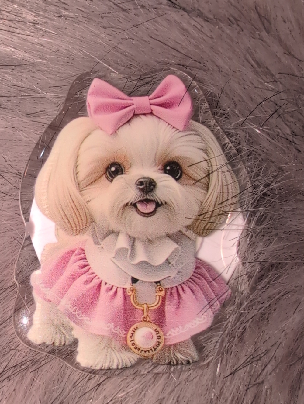 Puppy Dog With Pink Bow And Dress Pop Socket